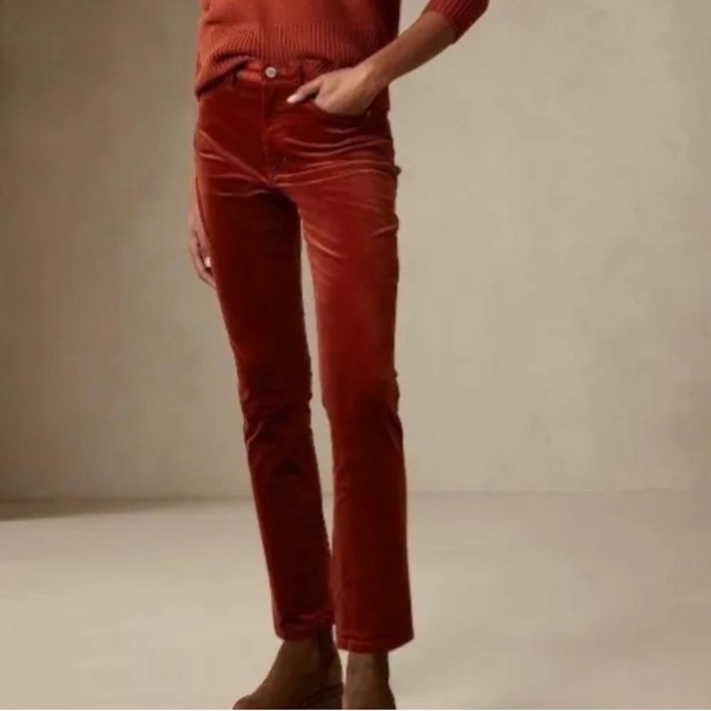 Final sale New Banana Republic high rise slim velvet jeans cabin red color sz 27